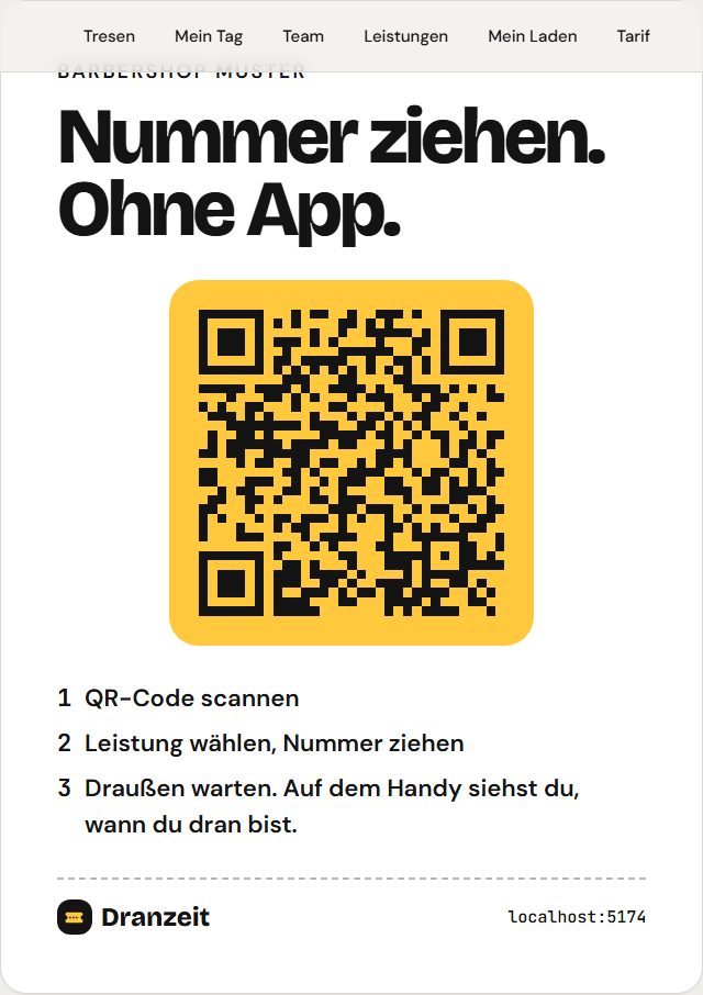 Das Plakat: Ladenname, QR-Code und drei Schritte für deine Kunden.